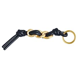 Bottega Veneta-Bottega Veneta Chain Key Holder Ring-Black,Golden