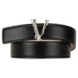 Cinturón V-Belt Virtus 55/22 de Versace Negro Plata