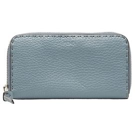 Fendi Selleria Round Long Wallet Brown Blue
