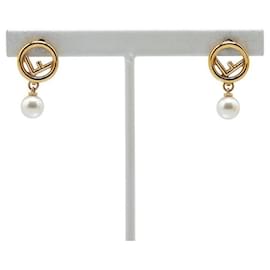 Fendi-Fendi Faux Pearl Stud Earrings-Golden