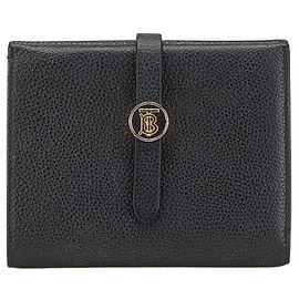 Portafoglio bi-fold Burberry TB in pelle nera Nero