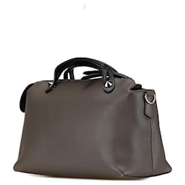Fendi-Fendi Sacoche en cuir gris moyen By The Way-Marron,Gris anthracite