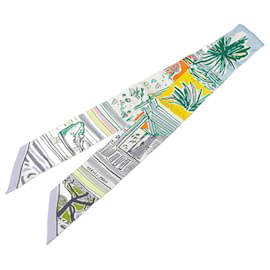 Hermès-Hermès Blue Rayures d'Ete Twilly Silk Scarf-Blue,Light blue
