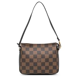 Louis Vuitton-Trousse Pochette Damier Ebene Marron Louis Vuitton-Marron