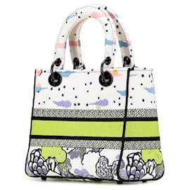 Dior-Dior White Medium Canvas Embroidered Ciel De Reve Lady D Lite-White