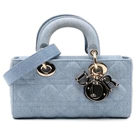 Dior-Dior Blue Small Denim Macrocannage Lady D Joy-Blue