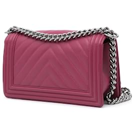 Chanel-Chanel Pink Medium Chevron Lambskin Boy Flap-Pink,Other