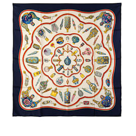 Hermès-Hermès White Qu Importe Le Flacon Silk Scarf-White