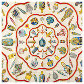 Hermès-Hermès White Qu Importe Le Flacon Silk Scarf-White
