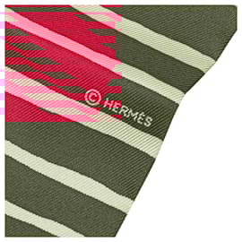 Hermès-Hermès Red Striped Silk Twilly Scarf-Red