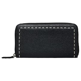 Fendi-Fendi Selleria Round Long Wallet-Black