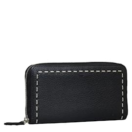 Fendi-Fendi Selleria Round Long Wallet-Black