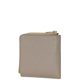 Céline-Celine Gray Leather Coin Purse-Brown