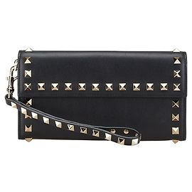 Valentino Rockstud Long Wallet Black Golden