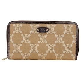 Céline-Celine Macadam Round Long Wallet-Brown,Beige