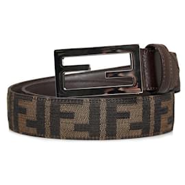 Fendi-Fendi Zucca FF Buckle Belt-Brown
