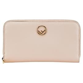 Fendi-Fendi F's Round Long Wallet in Pink Leather-Pink