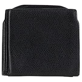 Valextra-Valextra Black Leather Money Clip Coin Case-Black
