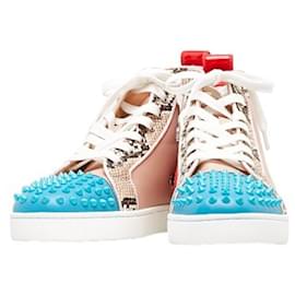 Christian Louboutin-Christian Louboutin Spike Stud Python High Top Sneakers-Pink,Multiple colors