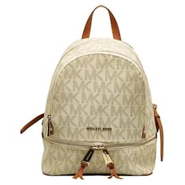 Michael Kors Patterned Backpack Brown White