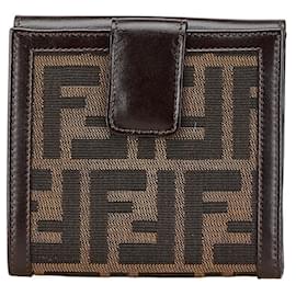 Fendi-Fendi Zucca Bi-fold Wallet-Brown,Beige