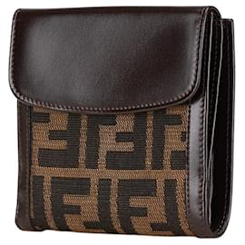 Fendi-Fendi Zucca Bi-fold Wallet-Brown,Beige
