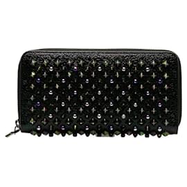 Christian Louboutin-Portefeuille long rond à clous Panettone Christian Louboutin-Noir