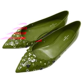 Louis Vuitton-CHAUSSURES LOUIS VUITTON BALLERINES CUIR VERNI ROUGE BLOSSOM BOUT POINTU 38-Rouge