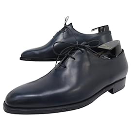Berluti-BERLUTI ALESSANDRO ONE CUT OXFORD SHOES 7 41 PATINATED BLUE LEATHER-Navy blue