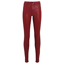 L'Agence-Marguerite coated high rise jeans in Ruby color-Red