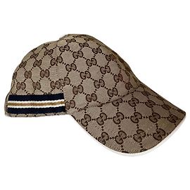 Gucci GORRA DE BEISBOL DE LONA GG ORIGINAL Blanco Azul Amarillo Marrón claro Marrón oscuro