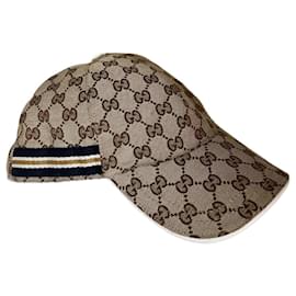 Gucci-ORIGINAL GG CANVAS BASEBALL HAT-White,Blue,Yellow,Light brown,Dark brown