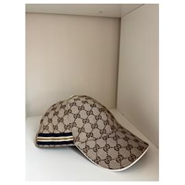 Gucci-ORIGINAL GG CANVAS BASEBALL HAT-Branco,Azul,Amarelo,Castanho claro,Castanho escuro