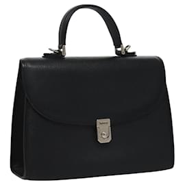Autre Marque-Burberrys Hand Bag Leather Black Silver Auth ep7436-Black,Silvery