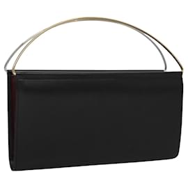 Cartier-CARTIER Trinity hand Wallet Leather Black Wine Red Auth am7737-Black,Dark red