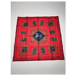 Céline Vintage Celine Paris Silk/Canvas Scarf Red Red