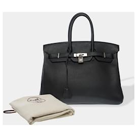 Hermès-HERMES Birkin 35 Bag in Black Leather - 102567-Black