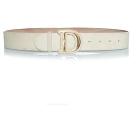 Christian Dior Dior, cinto D com fivela dourada em couro bege Outro