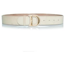Christian Dior Dior, cinturón D con hebilla dorada de cuero beige Otro