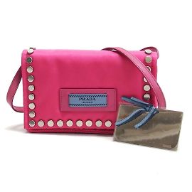 Bolsa de ombro mini em nylon Prada Etiquette Rosa