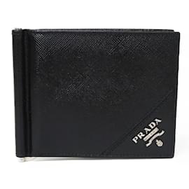 Prada-Prada Saffiano Leather Money Clip-Black
