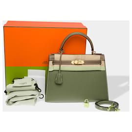 Hermès-HERMES Kelly 28 Bag in Etoupe Leather - 102571-Taupe