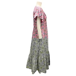 Autre Marque-Derek Lam 10 Crosby Pink Multi Greta Floral Flutter Sleeve Midi Dress-Pink