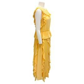 Ulla Johnson-Ulla Johnson Dune Violeta Silk Midi Dress-Yellow