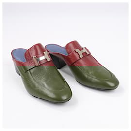 Hermès-Hermes Paradis Leather Mule Constance in Burgundy, Size 37.5 EU-Dark red
