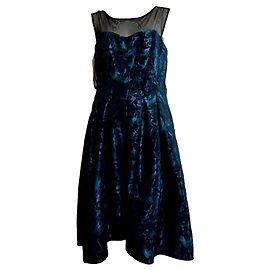 Vera Wang Robe en brocart avec col illusion Noir Turquoise