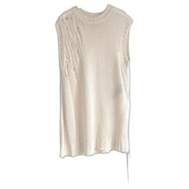 Ann Demeulemeester-Ann Demeulemeester Fabian Distressed Tank Sweater-Cream