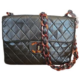 Borsa Chanel Classic Jumbo in agnello marrone Marrone scuro