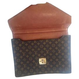 Vintage leather and canvas Louis Vuitton briefcase Brown