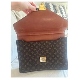 Louis Vuitton-Vintage leather and canvas Louis Vuitton briefcase-Brown